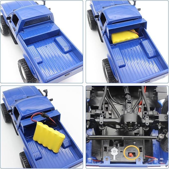 Mostop RC Crawler WPL C24 Rock Crawler RC Truck 4x4 Off Road 1:16 Scale RTR Remote Control Truck 2.4Ghz Proportional Steering RC Car with LED Lights Toys for Kids 6-8 8-12 Year Old Birthday Gift