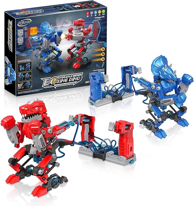 STEM Robot Building Kit Fighting Robots Toy Set for Kids Hydraulic Boxing Bots Build 2 Hydraulic-Powered Battle Robots Easter Christmas Birthday Gifts for 8-12 Year Boys Girls