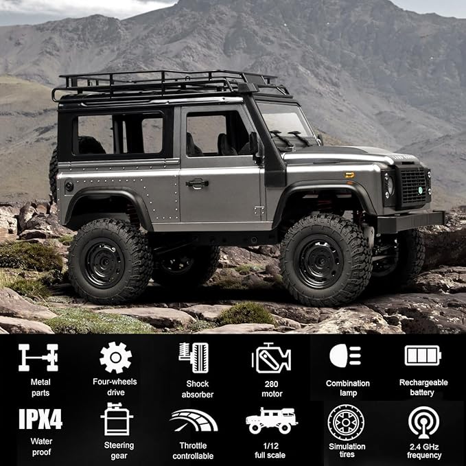 RC Rock Crawler RC Truck 4x4 Land Rover 1/12 Scale RC Crawler Remote Control Truck Off Road All Terrain Proportional Throttle Steering RTR 2024 Upgrade New Chassis 280 Motor Adult MN99S
