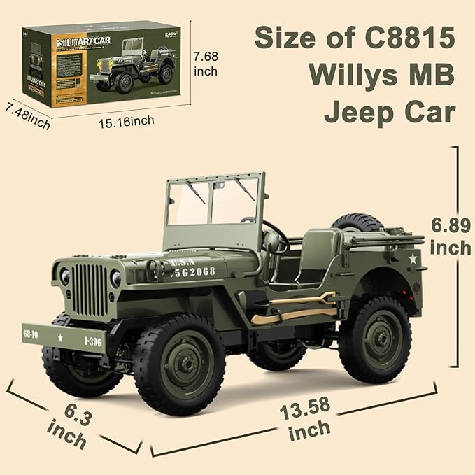 Skymaker 1/10 RC Crawler Willys Jeep Toy 2.4GHz 4x4 Off-Road Rock Crawler RTR with 2 Batteries All Terrain Remote Control Truck Vehicle for Kids &amp Adults