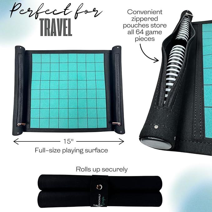 Roll-Up Travel Reversi Game | Othello Board Game for Family | Travel Othello Game