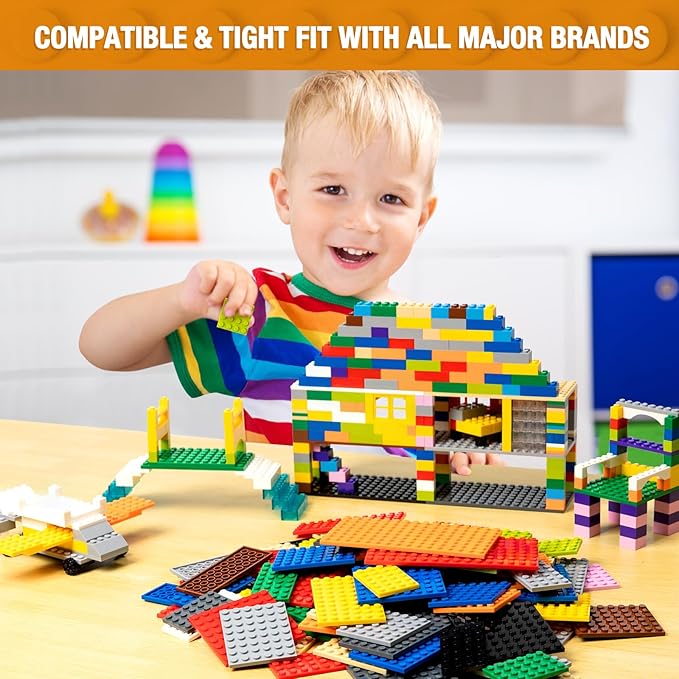 110 Pieces Classic Building Plates 11 Sizes Small Baseplates Multipacks - Compatible with All Major Brands Pieces Flat Platform Base for Moc Building White