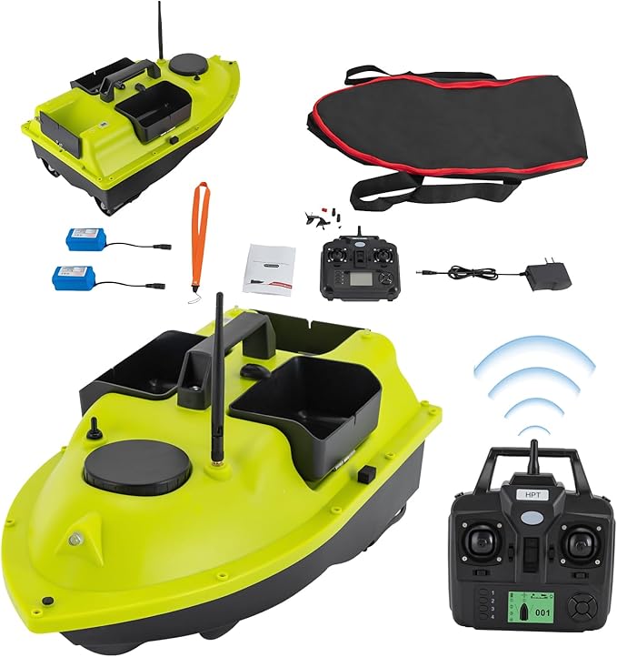 LYNICESHOP Fishing Bait Boat w/Dual 390 Motors generating 52W of Power 500m/1640ft RC Fishing Boat Bait Boats for Surf
