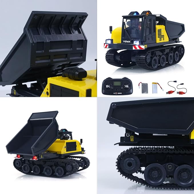 TOUCAN RC HOBBY 1/50 T14R Panther RTR Electric RC Crawler Dump Truck Construction Vehicle Tracked Tipper Finished Model Lights Sounds Unit for Adult Hobby