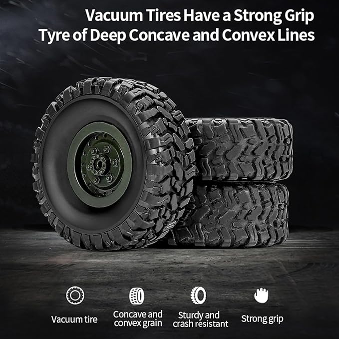 GoolRC RC Military Truck 1:16 Scale Remote Control Car 6WD RC Army Car All Terrain Off-Road RC Truck 2.4GHz Electric Military Transporter Vehicle with Headlights 2 Batteries for Adults