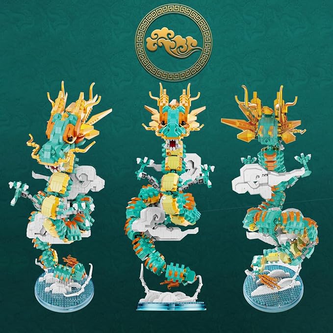 Dragon Series Auspicious Lucky Dragon Micro Building Blocks Set （2860PCS）-Building Set Model Toys Gifts for Kid and Adult