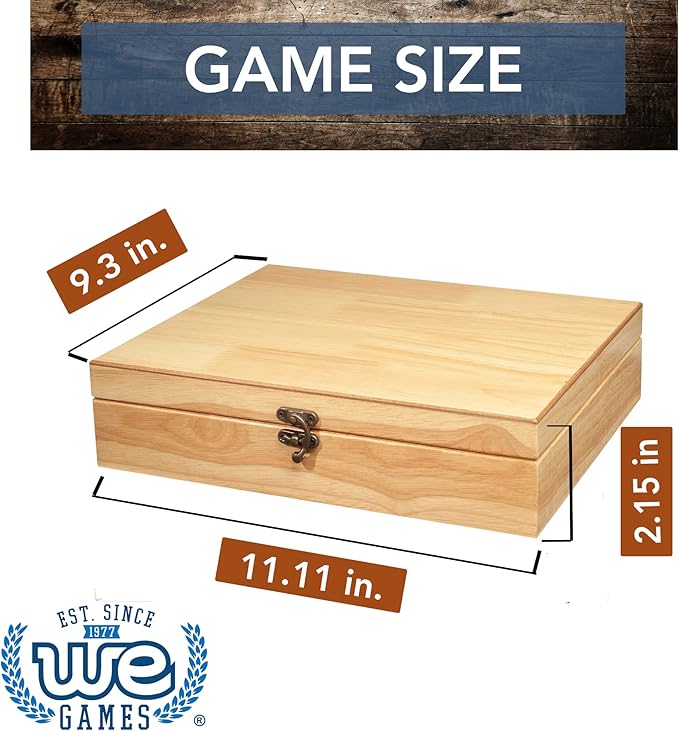 WE Games 12 Number Shut The Box Board Game- Natural Wood Box with Lid