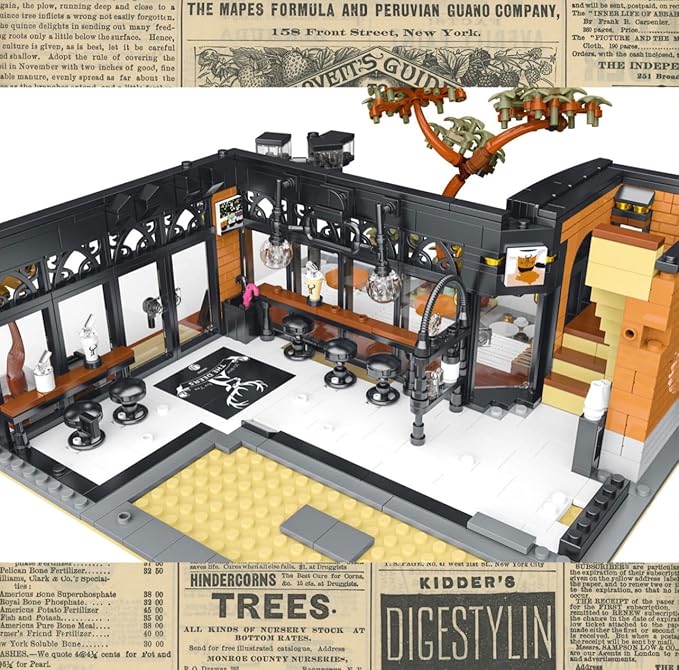 General Jim's Deers Bubble Tea Café with LED Light Kit Street View Modular City Building Block Bricks Great Gift for Teen and Adults