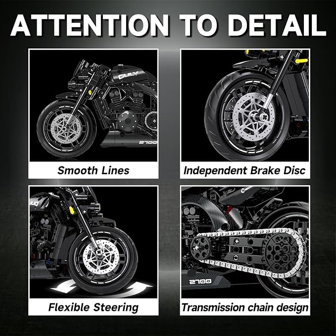 1:8 Motorcycle Building Set for Adults Kickstand for Display Gift for Adults Teenage Gifts on Birthday(583PCS)