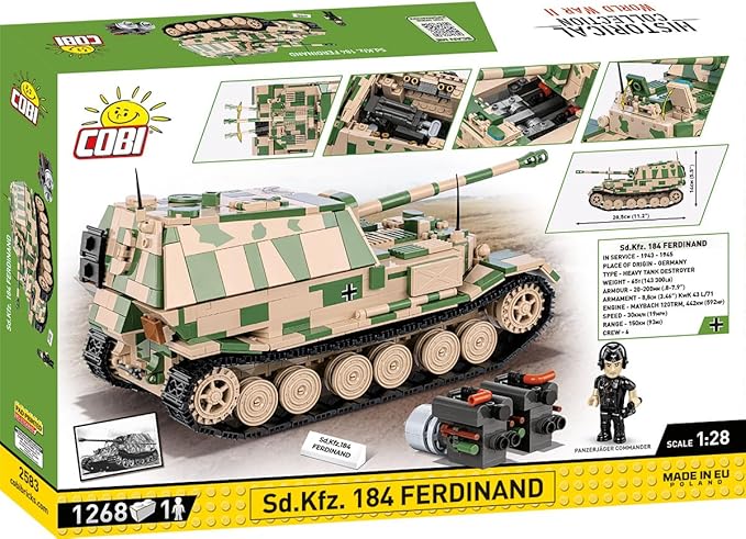 COBI Historical Collection WWII Sd. Kfz. Ferdinand Tank Building Set 1268 Pieces