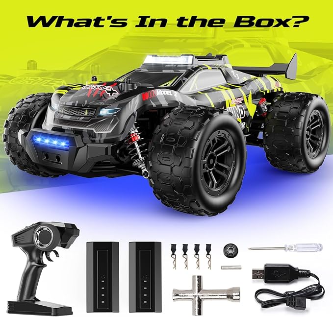 DEERC 1611 1/14 Fast Brushless RC Car for Adults 43 MPH High Speed 4x4 Off-Road RC Truck Waterproof Monster Truggy All Terrain Remote Control Drift Car for Boys 8-12 2 Batteries 3S Lipo Compatibl