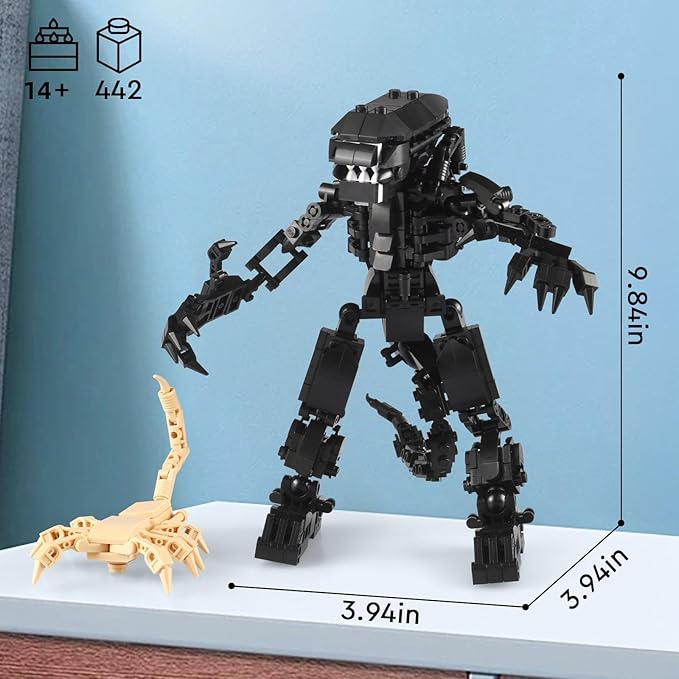 HIGH GODO Xenomorph Building Sets for Adult442 Pieces Horror Action Figure Toy with Little FacehuggerGifts for Teens Aged 14+ Perfect for Birthdays Christmases Halloweens