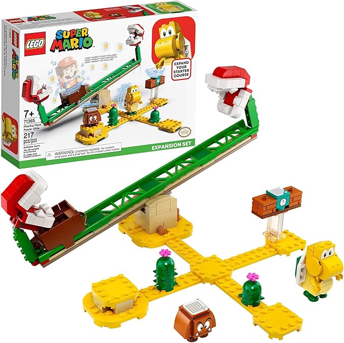 LEGO Super Mario Piranha Plant Power Slide Expansion Set 71365 Building Kit for Kids to Combine with The Super Mario Adventures with Mario Starter Course (71360) Playset (217 Pieces)