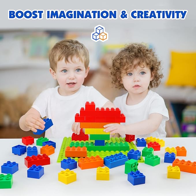 aotipol Building Blocks for Kids Toddlers Including a Baseplate 101-piece Large Classic Building Bricks Set for Kids of All Ages Basic STEM Toys Gift Compatible with All Major Brands