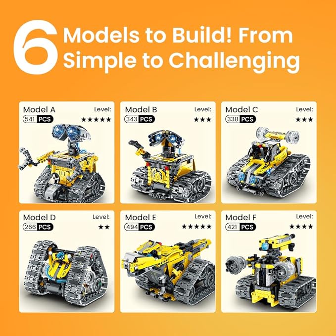 Sillbird Robot Building Kit with Remote Control Gifts for Kids Boys Ages 8-13 Coding STEM Robotic Technic Racer Car Toys for Birthday Build 6in1 Model with 631 Pieces