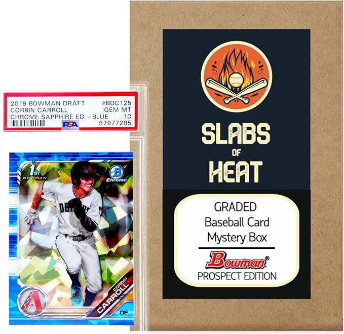 Graded Bowman Baseball Card Gift Box: Prospect Edition │ONE PSA/BGS Graded 10 9.5 or 9 Card │Potential Autographs &amp Numbered Refractors │Ideal Gift for Collectors &amp Baseball Fans │by Slabs of