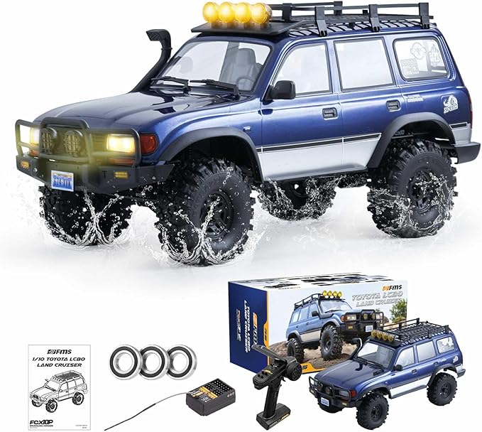 BEEZRC FMS 1/10 RC Crawler FCX10 Land Cruiser LC80 PRO RS Toyota LicensedUpgraded Motor 3541-KV2100 New Gearbox 4WD Off-Road RC Rock Truck 2.4GHz Hobby Grade Remote Control Car for Adults RS