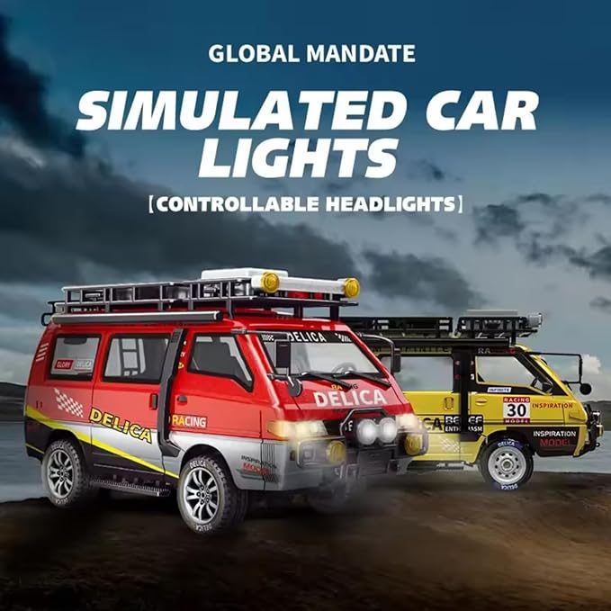 Delica RC Car1/24 Scale Station Wagon 2.4Ghz Remote Control Truck 2WD/4WD RC CrawlerEquipped with Cool LED LightsOff Road Vehicle Model Suitable For Adults (2WD-Blue)
