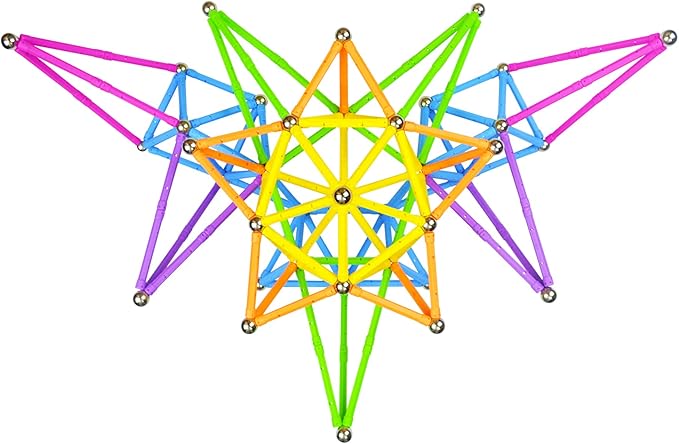 Veatree 160pcs Building Blocks Toys 2.3 Magnetic Sticks and Non-Magnetic Balls Set 3D STEM Game for Kids and Adults With Storage Bag