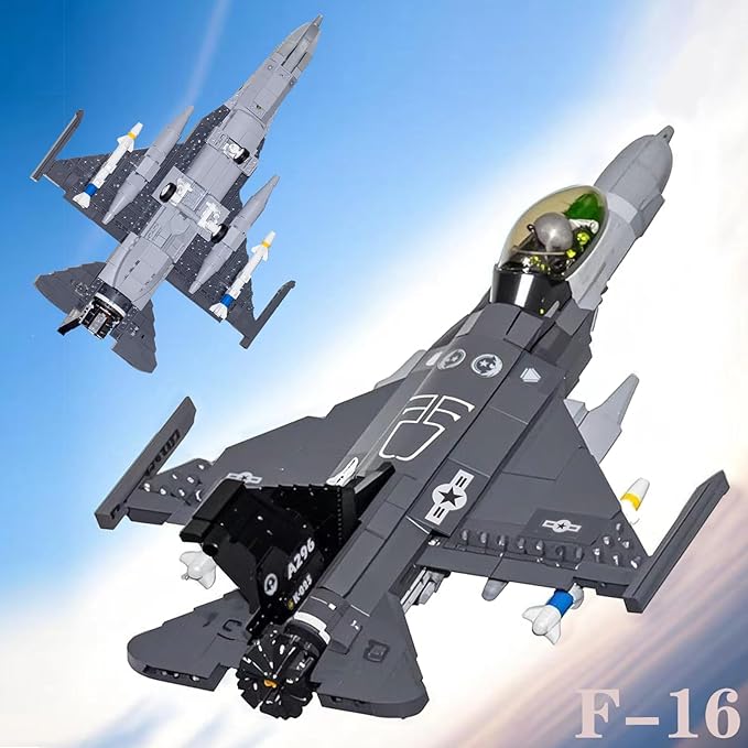F16 Fighter Jet Model Military Plane Building Blocks Set (521 Pieces) for Army Airplane Lovers Kids (8+Years) and Adults
