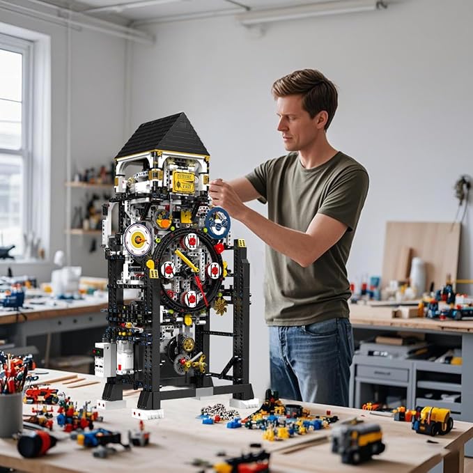 Kindazon Large Clock Building Set (3181+ PCS) Trendy Clock Building Blocks Set - Traditional Mechanical Construction Desktop Decorative Ornament Gift for Mechanical Lovers