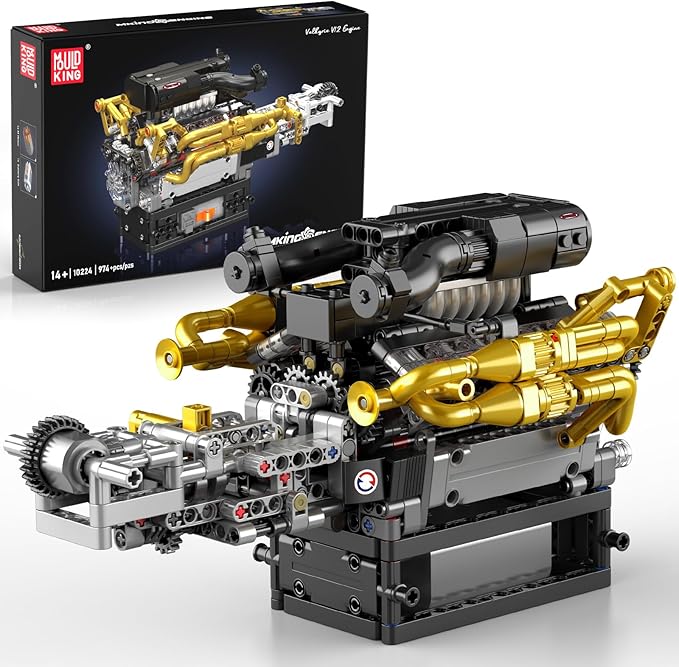 Mould King 10224 V12 Engine Model Kit – Build Your Own Cars Combustion Battery/Motor Blocks Sets STEM Construction Toy for Teens/Adults Educational Gift for Collectors