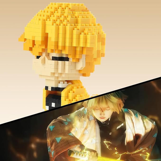 MACTANO Anime Holy Slayer Brickheadz Zenitsu Agatsuma Figure Building Set Micro Mini Building Block Toy for Adult-1000pcs