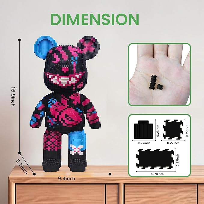 Jinx Violent Bear Building Blocks (5450 PCS) 3D Micro Animal DIY Bear Building Blocks for Adults &amp Teenager Creative Toys Ideal Gift for Family &amp Friends