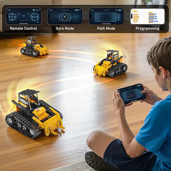 5in1 STEM Robot Building Kits for Kids 6-14 Remote &amp APP Controlled STEM Excavator/Bulldozer/Crane/Robot Building Toys 736 Pcs Educational Building Sets for Kids Erector Sets Gifts for Boys Gir