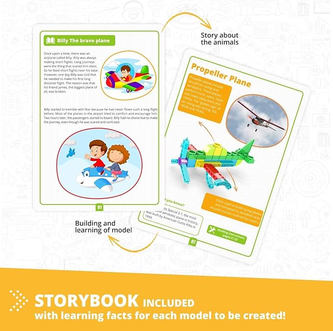 Engino STEAM Labs Learning About Aircrafts Building Blocks for Ages 3+ Construction Kit STEM Kit for Girls &amp Boys Learning &amp Education Toys Steam Toys Toddler Activities (5 Models)