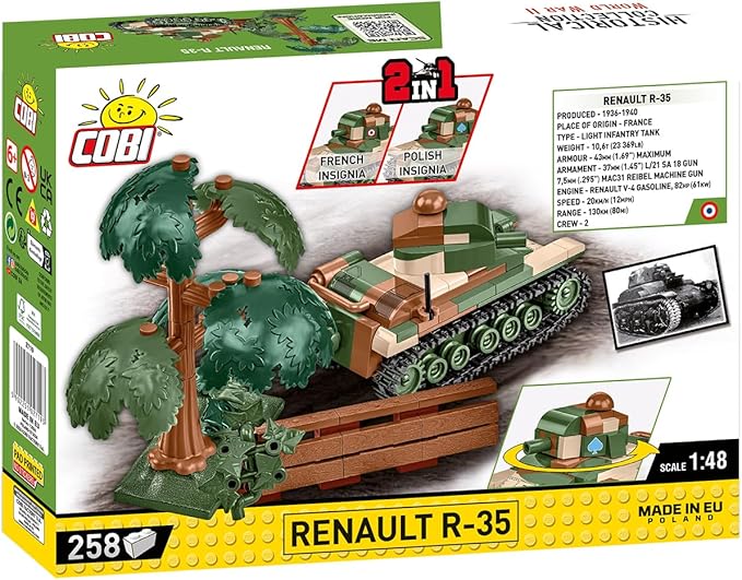COBI Historical Collection World War II Renault R-35 Light Tank Building Set 93 Pieces