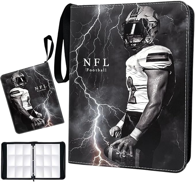 Football Card Binder 900 Pockets Trading Card Binder 9 Pocket with 50 Removable Sleeves Fits 900 Sport Cards 3 Ring Card Holder Binder with Zipper Collector Storage Album
