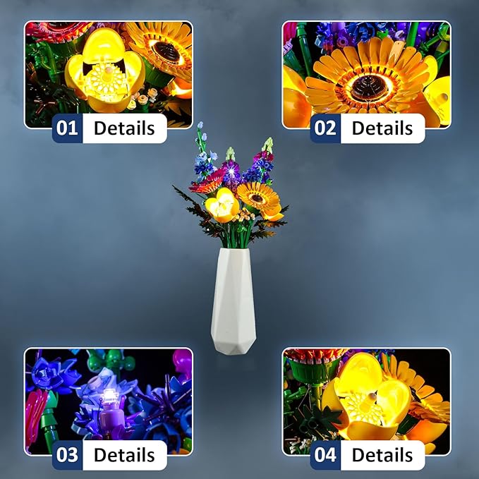 LED Light for Lego Wildflower Bouquet 10313 SetDesign and Configuration Compatible with Model 10313 (LED Light Only Not Building Block Kit)
