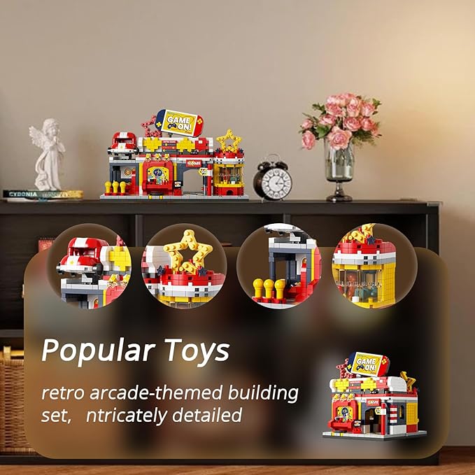 Retro Arcade Building Blocks 925pcs Foldable Architecture Toy Building Set for Adults and Teen Boys Girls- STEM Learning Resources Valentine's Day Home Decoration