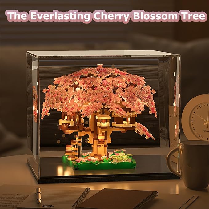 Beego 2 Bonsai Tree Cherry Blossom Building Toy Not Compatible with Lego Japanese Sakura Pink&ampPurple Flower House Building Micro Bricks Tree House Botanical Collection for Adults Teen (2201 PCS