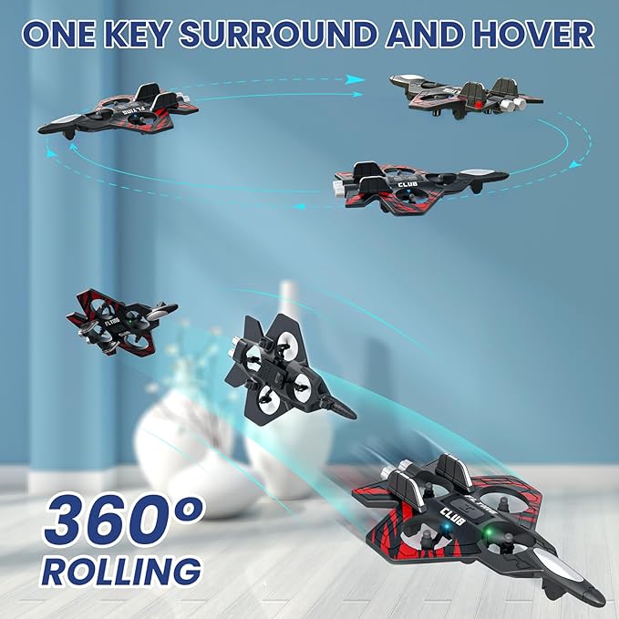 RC Plane - RC Airplane Fighter Foam Remote Control Airplanes RC Plane Fighter Jet with Auto Hover Headless Mode 3D Flip Colorful LED Lights &amp 3 Batteries