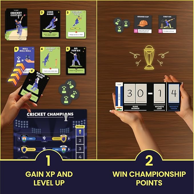 Cricket Champions Boardgame | Light Strategy Dice Game | 2-5 Players
