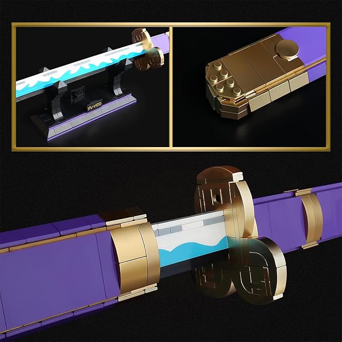 HIGH GODO Anime Cosplay Swords Building Set 936 Piece One Purple Enma Zoro Sword 38.8IN with Scabbard and Bracket for Adults Teens 14+ (Roronoa Zoro Yamato Sword)
