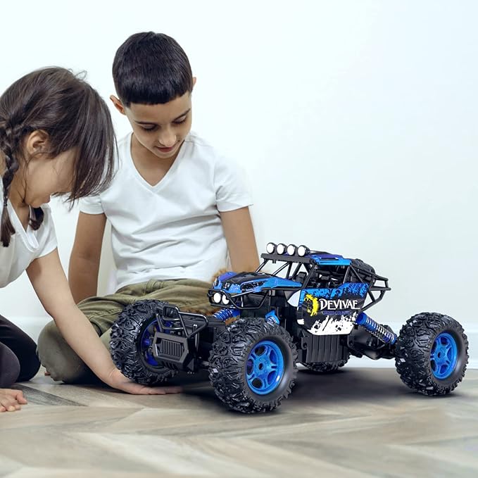 CROBOLL 1:12 Large Remote Control car for Boys Kids with Lifting Function4WD RC Cars Electric Monster Truck Toy Gifts 4X4 Off-Road RC Rock Crawler 2.4GHz RC Truck with 2 Batteries(Blue)
