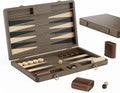 Luxury Walnut Backgammon Set - Wood Board with Travel Case Doubling Cube