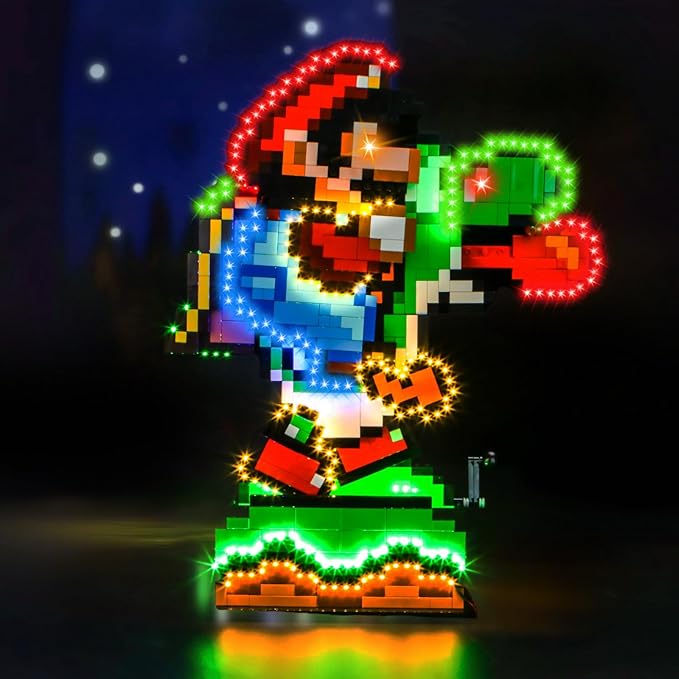 Upgraded Led Light Kit Compatible with Lego Super Mario World - Mario &amp Yoshi Building Set Lights Decoration Compatible with Lego 71438 (Model Not Included)
