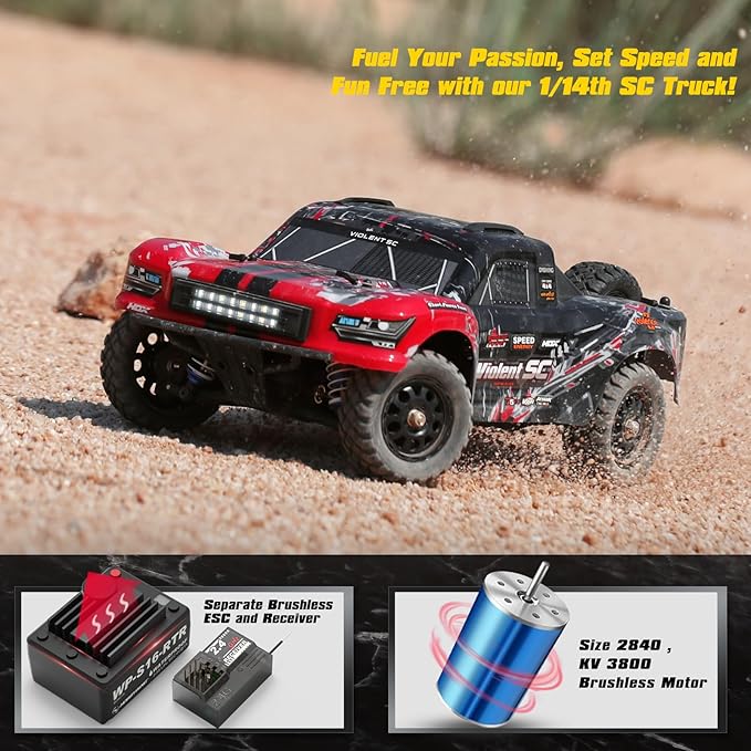 HAIBOXING 3100A 4X4 Off-Road Brushless RC Short-Course Truck 1:14 Scale Fast RC Car Max Speed of 42 km/h (or 60 km/h with 3S Battery) 4WD Electric Powered Remote Control Truck for Adults and Boys