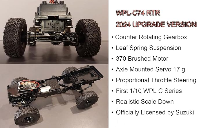 Apawband WPL C74 RC Truck 1/10 RC Crawler Off Road Truck 4x4 RC Rock Crawler RTR with Proportional Steering 370 Motor Counter Rotating Gearbox Leaf Spring Chassis Hobby Grade Toy