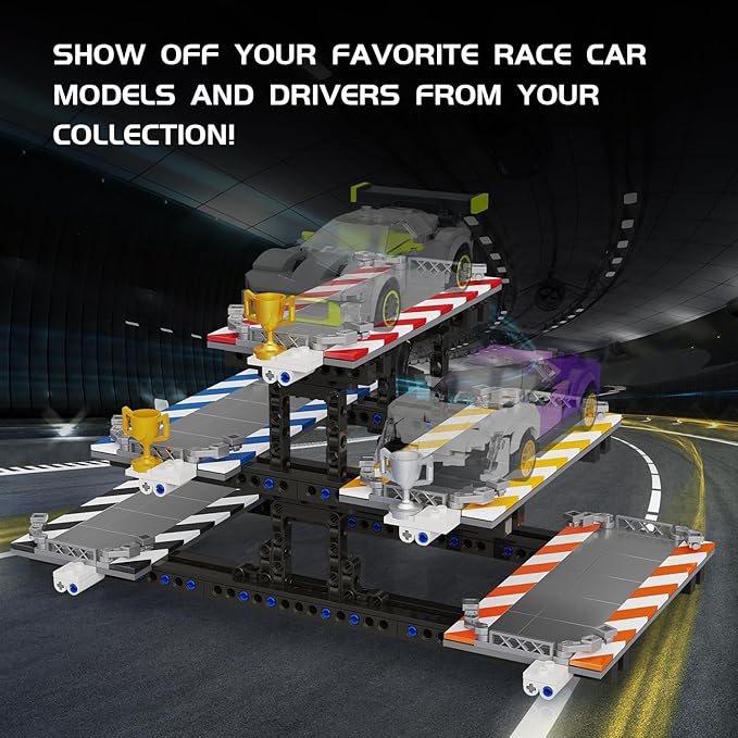 Display Stand Building Kit 578 Pcs Compatible with Lego Speed Champions 8-Stud 76917 76908 76918 76915 76914 76907 76901 76902 &amp More Parking Garage Shelves Gift for Adults &amp Kids