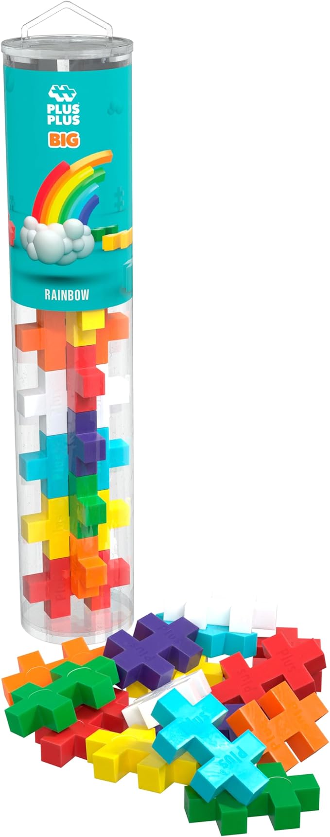 Plus-Plus - BIG Rainbow Tube 15 Pieces - Creative Educational Game for Children 1 Year+ - Fun Activity Colorful Construction Educational Gift