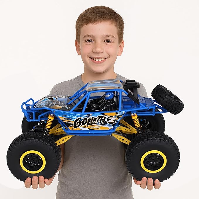 NKOK Mean Machines 1:10 2.4GHz RC 4x4 Xtreme RC Goliath Off-Road Truck RTR Designed for Rough Terrain Climbing Pistol Grip Full Function Controller Powerful Motor Action Camera Mount