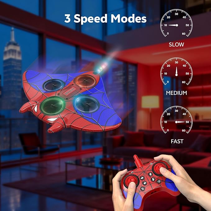 RC Plane Spider Toys for Kids 2.4Hz 3.5CH Foam Remote Control Airplane with Altitude Hold One Button Takeoff/Landing 360° Stunt Flips LED Lights Ideal Gift for Kids Boys &amp Girls Beginners