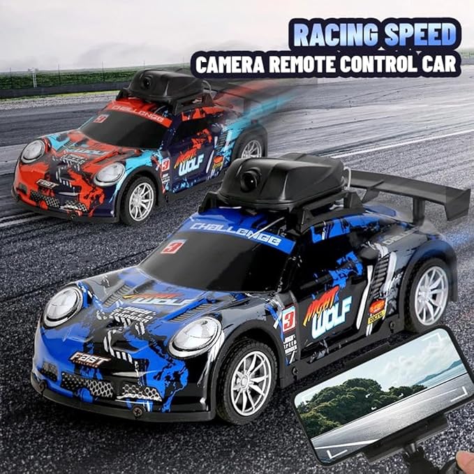 Mini RC Drift Car with HD Camera &amp LED Lights 2.4G 4CH Remote Control Car Electric Racing Sports Cars for Adult Teens - RTR Version / 2 Battery