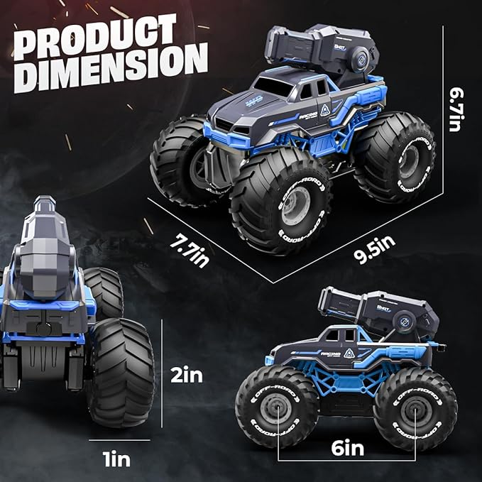BEZGAR 1:16 Monster Truck Toys Remote Control Car Amphibious RC Cars Pickup Boat with Shooting Water Gun - 4WD Waterproof All-terrian Off-Road Vehicles Gifts for Kids Boys Age 6-12