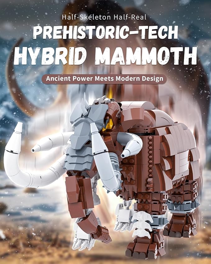 Huge Mammoth Fossil Building Kit with Habitat Base Elephant Crossing Toys Compatible with Lego Animal Dinosaur SetsBirthday Gift for Adults &amp Kids Aged 14+ 1310 PCS